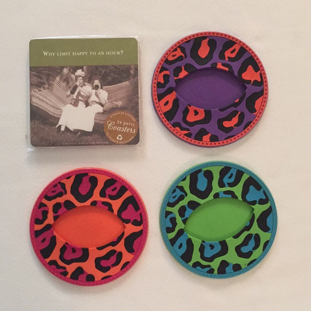Three Wine Coasters and 24 Paper Coasters